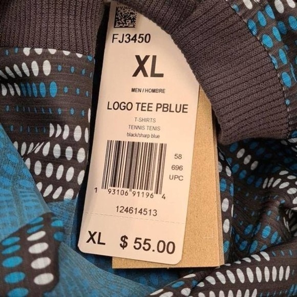 Adidas Primeblue Blue Black Logo Tee Shirt NWT XL - Picture 5 of 12